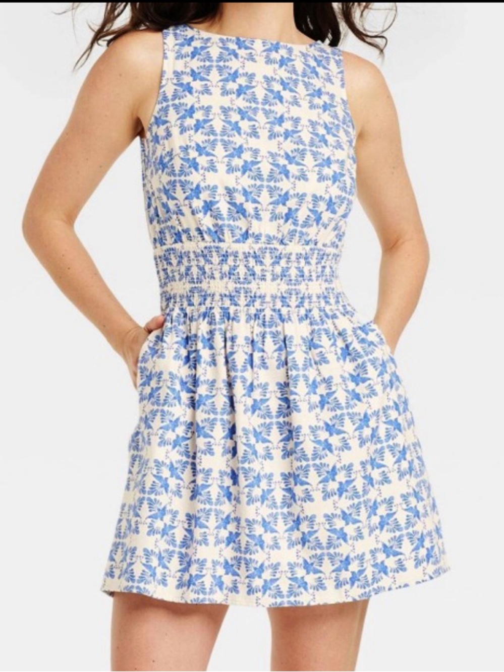 NEW Universal Thread Cream and Blue Floral Dress